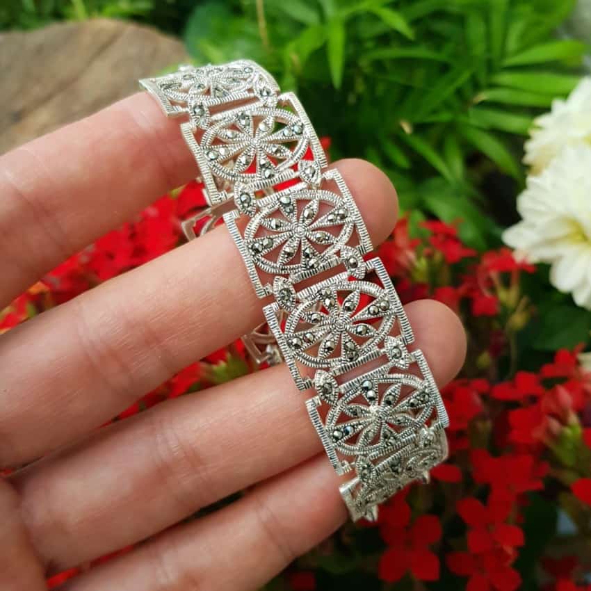 Pulsera Marquesitas Fabricada En Plata De Ley Mls