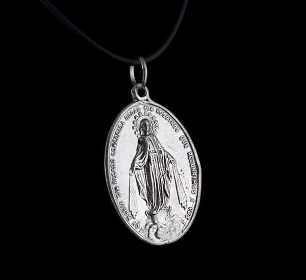 Colgante en Plata de Ley 925 mls – Medalla oval Virgen Milagrosa 49×29 mm
