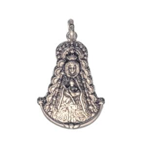 Colgante medalla Virgen del Rocío de 40x24 mm.