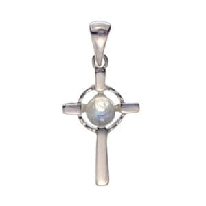 Mini colgante cruz celta de plata y piedra luna