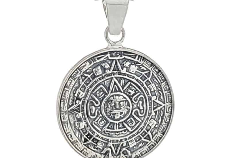 Colgante en Plata de Ley 925 mls – Calendario Azteca, Piedra del Sol