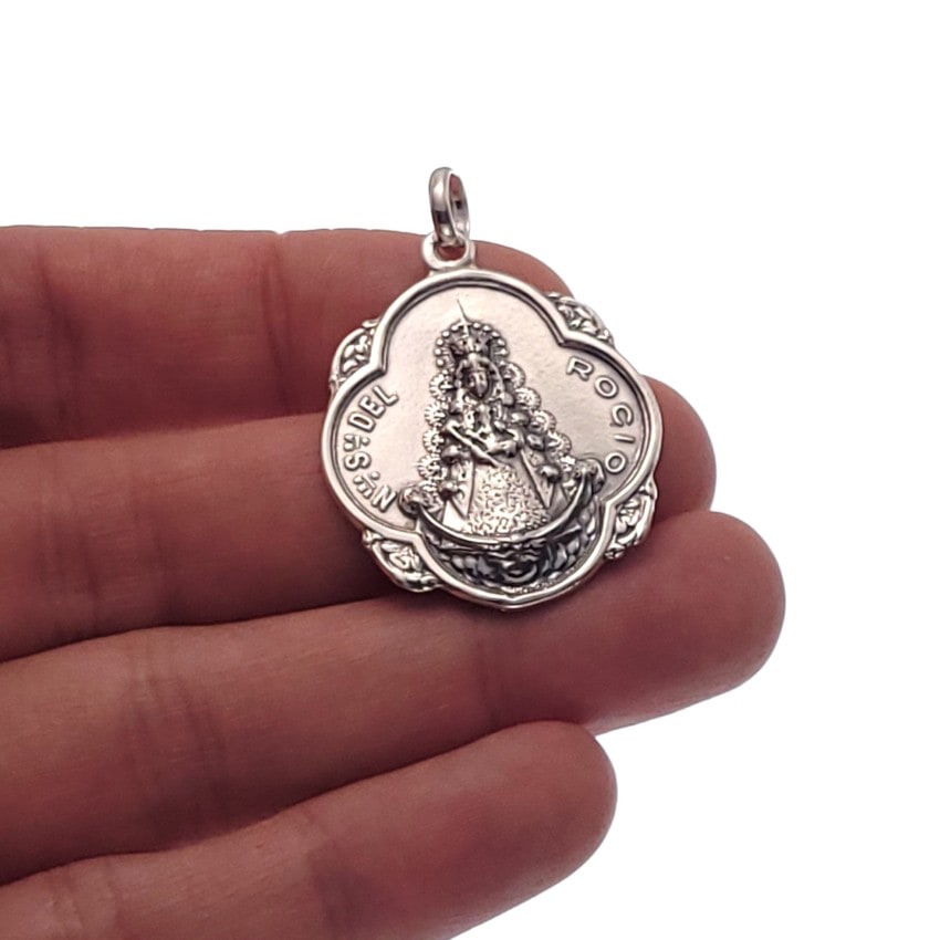 Medalla Pandereta Virgen del Rocío en plata (3)