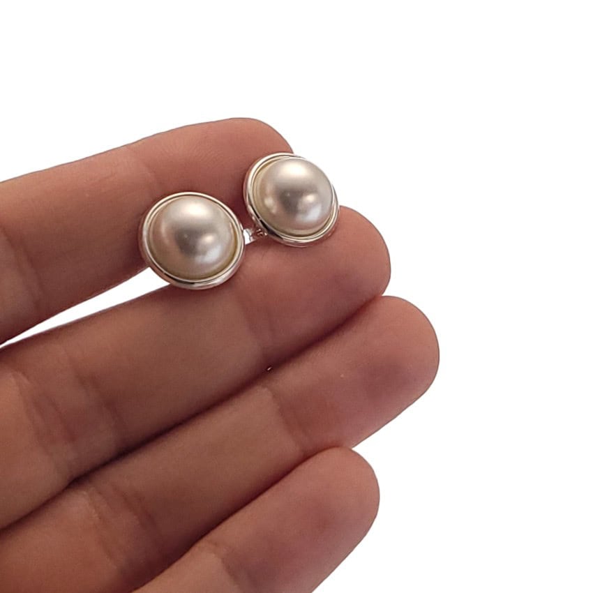 Pendientes base de 14,4 mm con media perla de 11,3 mm (4)