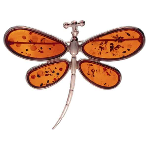 Broche libélula de ámbar fabricado en plata de 70 milímetros (2)