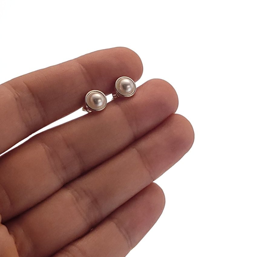 Pendientes plata de 8,2 mm con perla sintética de 6 mm (1)