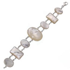 Pulsera grandes eslabones de plata y auténtico nácar Pulsera grandes eslabones de plata y auténtico nácar