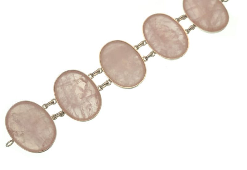 Gran pulseras de piedras de cuarzo rosa de 35×25 mm.
