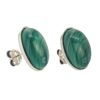 Pendientes de plata con piedra oval de malaquita de 17×10 mm (2)