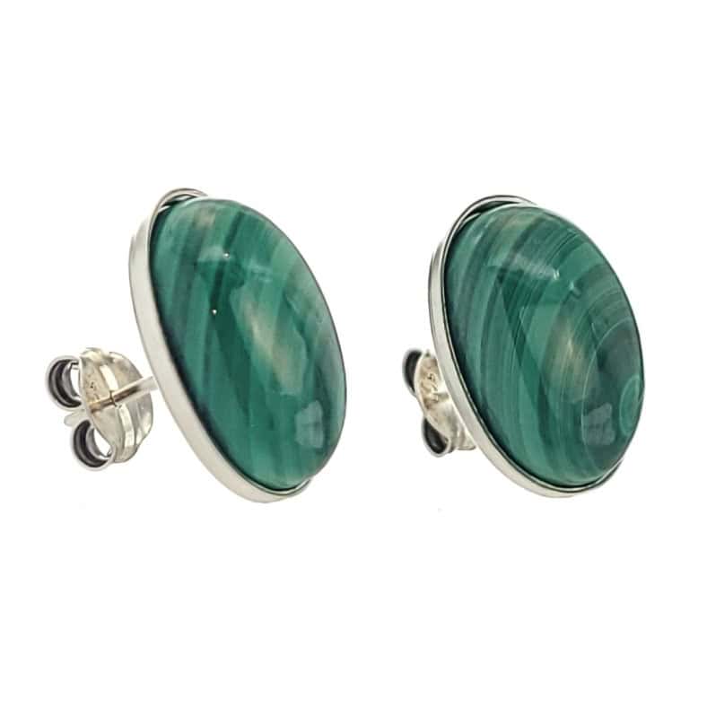 Pendientes de plata con piedra oval de malaquita de 17×10 mm (2) Pendientes de plata con piedra oval de malaquita de 17×10 mm (2)