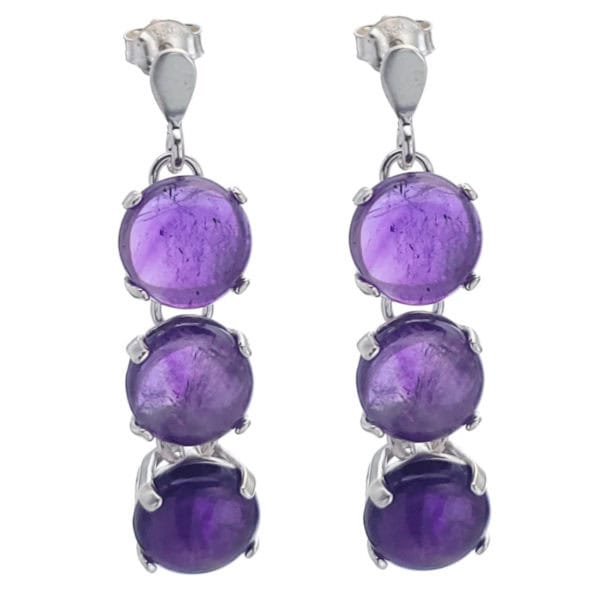 Pendientes tres piedras de amatista (1)