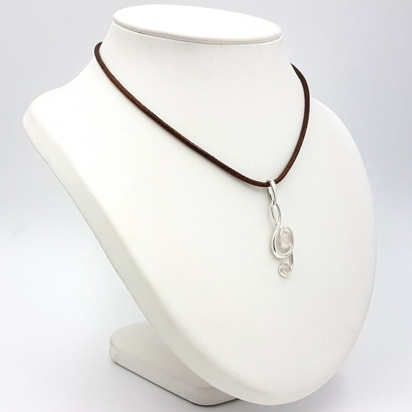Colgante cuarzo rosa en plata 26390