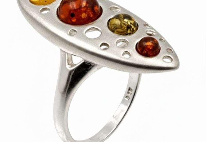 Anillo cuatro piedras de Ámbar en plata