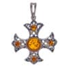 Colgante Cruz Templaria en plata con piedras de ámbar (1)
