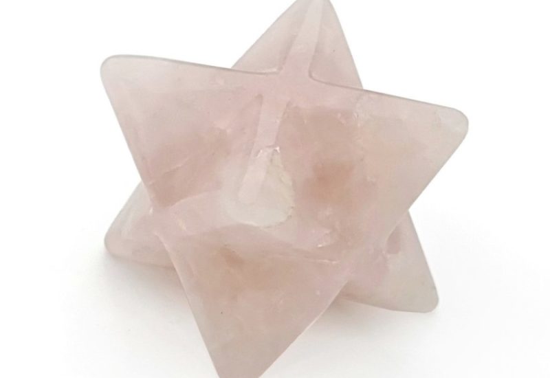 Estrella de 8 puntas Merkaba de Cuarzo Rosa pulida