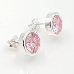 Pendientes circonitas rosas en plata