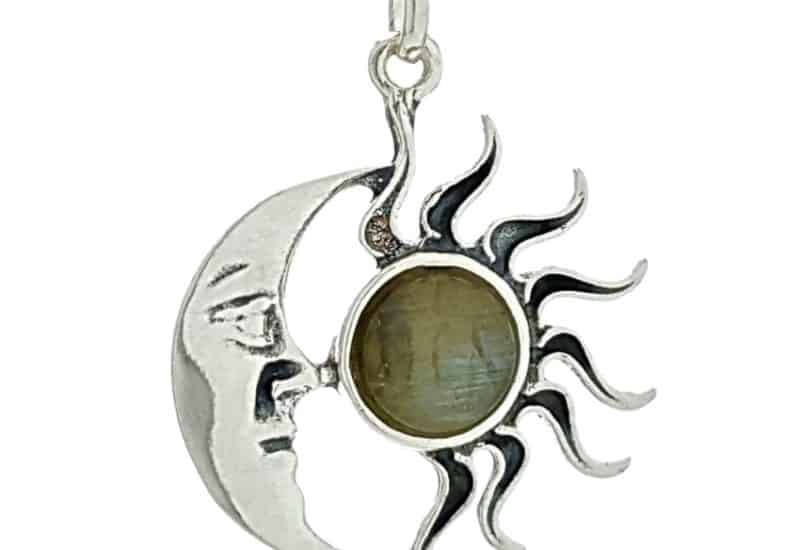 Colgante sol y luna de labradorita en plata 925