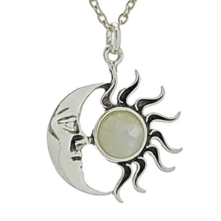 Colgante sol y luna de piedra luna en plata 925 (2)