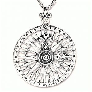 Rosa de los Vientos, amuleto de plata en forma de colgante