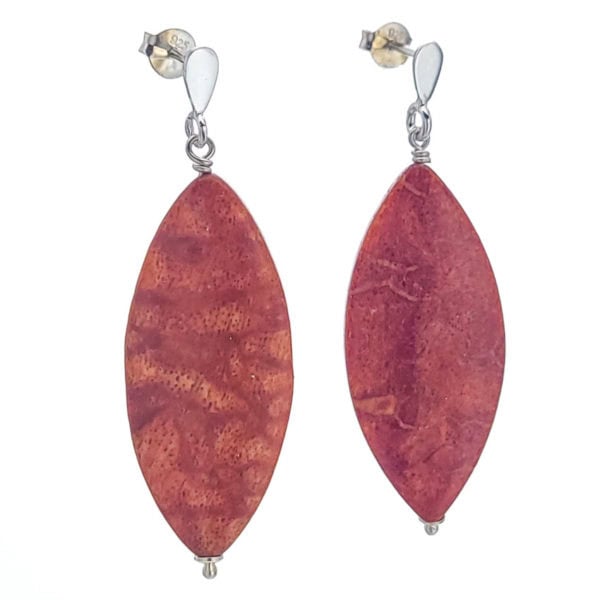 Pendientes de plata con piedra de raíz de coral de 42 mm (1) Pendientes de plata con piedra de raíz de coral de 42 mm (1)