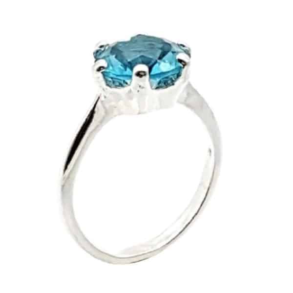 anillo solitario circonita azul