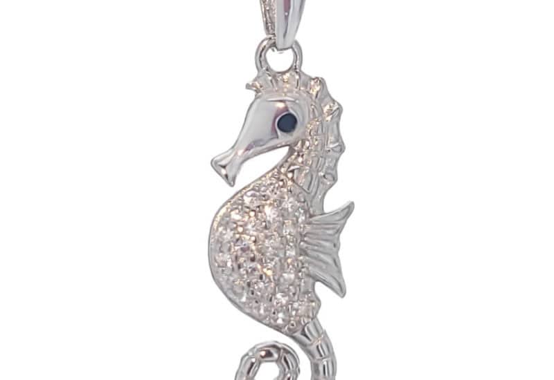 Colgante caballito de mar con circonitas