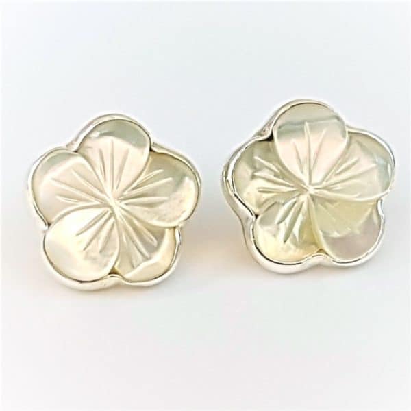 Sterling Silver Four Leaf Clover Screw Back Earrings