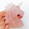 Cabeza de unicornio tallado en piedra de cuarzo rosa (7)