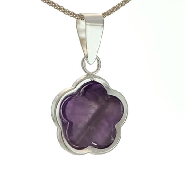 Colgante flor de cuarzo amatista en plata (1)