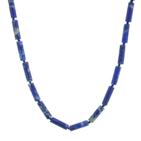 Collar cilindros de lapislázuli con cierre de plata (3)