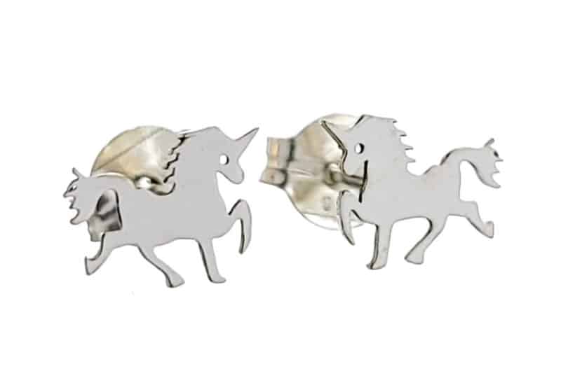 Mini pendientes unicornio de plata 925