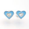 Pendientes corazón azul turquesa plata, cierre rosca especial bebés (1)