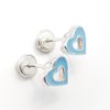 Pendientes corazón azul turquesa plata, cierre rosca especial bebés (3)
