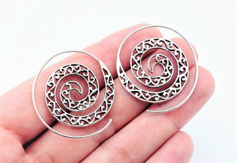 Aros de plata étnicos diseño en espirales