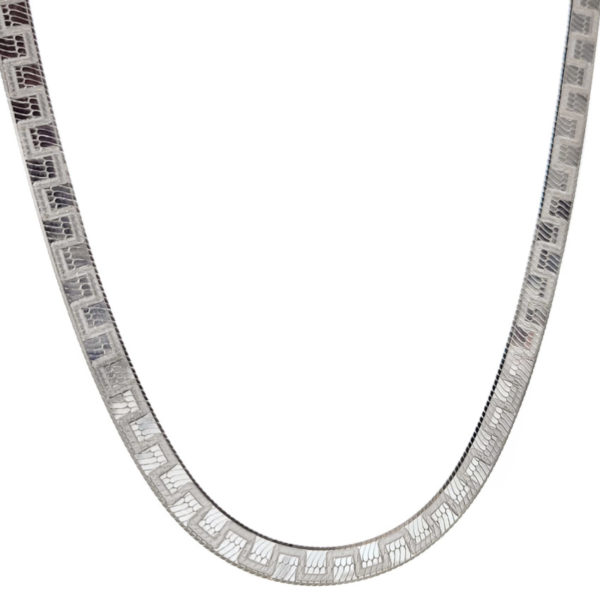 Vistosa joya de plata de ley 925 Gargantilla plana reversible de plata 5 mm. x 45 cms. en zig-zag