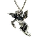 Cupido en plata 925, ángel del amor tocando la pandereta
