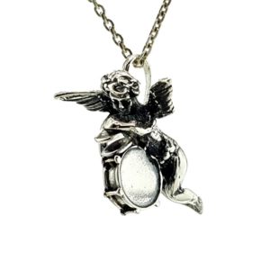 Cupido en plata 925, ángel del amor con tambor y platillos