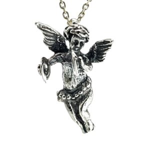 Cupido en plata 925, ángel del amor tocando los platillos