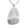 Colgante calcedonia azul y plata con el símbolo del árbol de la vida (2)