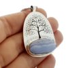 Colgante calcedonia azul y plata con el símbolo del árbol de la vida (5)