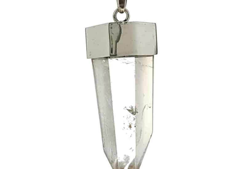 Colgante prisma de cuarzo natural en plata
