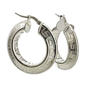 Argollas de 24x22 mm. diseño greca en plata 925 Argollas de 24x22 mm. diseño greca en plata 925