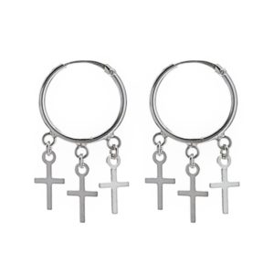 Aros básicos con tres cruces en plata 925