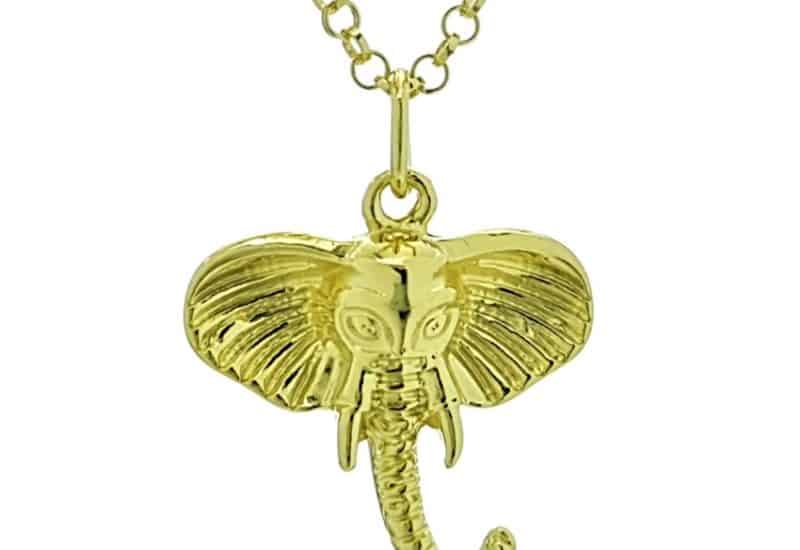 Colgante y gargantilla símbolo cabeza de elefante chapado en oro