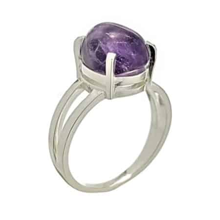 Anillo de plata y piedra natural de cuarzo amatista de Brasil