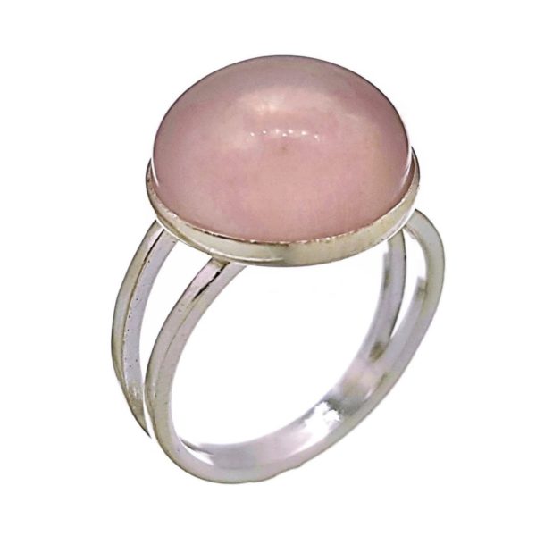 Anillo piedra de cuarzo rosa en plata (3)