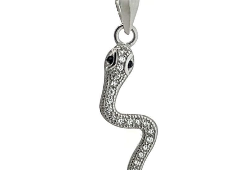 Colgante serpiente con circonitas en plata 925