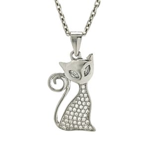 Colgante gato elegante con circonitas en plata 925