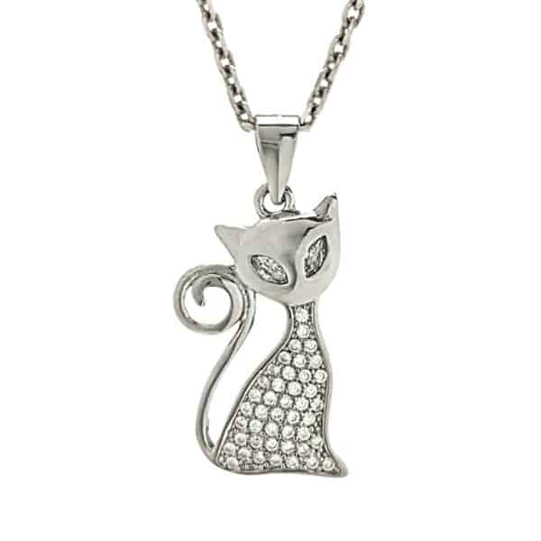 Colgante gato elegante circonitas 925 : Joyas de plata