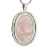 Colgante piedra de cuarzo rosa oval en plata 925 (5)