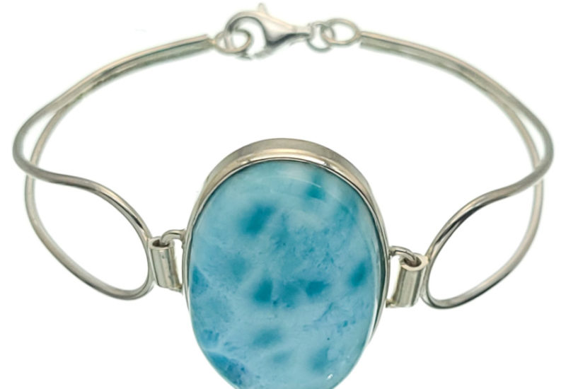 Pulsera piedra auténtica de larimar en plata 925